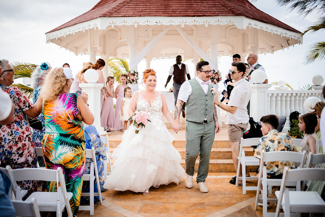 Wedding recessional at gazebo ceremony Ocho Rios Jamaica